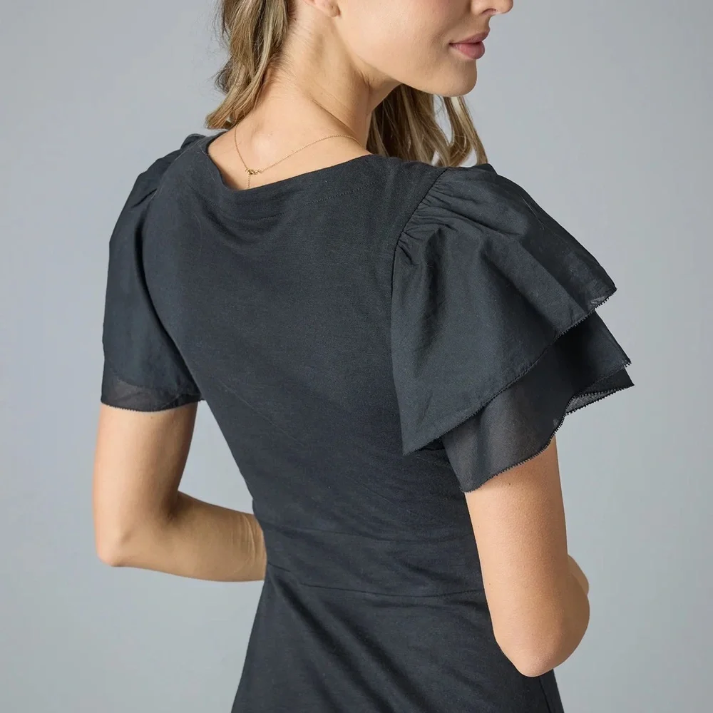 Ladies Flare Sleeve Dress - Picture 6 of 7